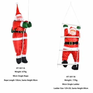 Babbo Natale sospeso da arrampicata natalizia bambola decorativa con corda e scala festa