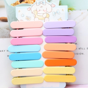 Women Candy Color Gradient Seamless Hair Clips Matte Alloy Duckbill Pins Multicolor Dopamine Hair Pins For Girls Styling Accessories