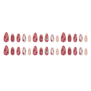 Unghie finte rosa con fiocchi 3D e accenti di diamanti scintillanti set da 24 pezzi