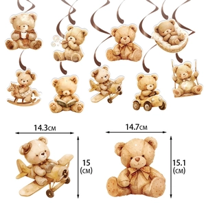 Kit de guirlandes baby shower ours avec 9 décorations suspendues en aquarelle