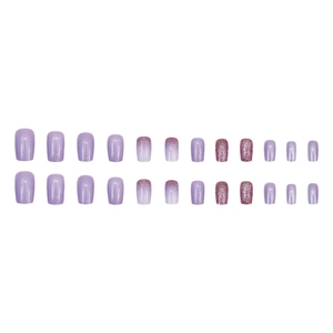 Sparkling purple press-on nail kit featuring gradient designs and glitter finish