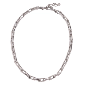 Minimalist silver geometric paperclip link chain necklace with lobster clasp for women