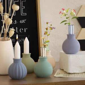 Morandi striped square silicone mold for DIY candle holder and resin flower vase