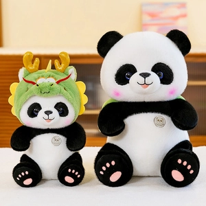 Panda pluche speelgoed met drakenkap en klassieke panda knuffel set in twee maten