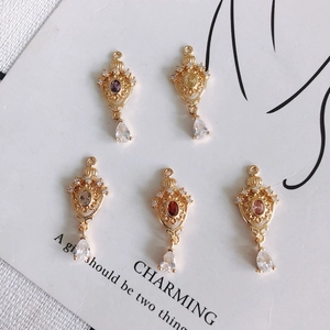 Exquisite 18K gold-plated crown water drop pendants with colorful zircon gemstones