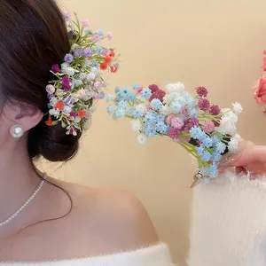 Elegant Acrylic Flower Cluster Hair Clip Gypsophila Duckbill Barrette For Women Wedding Party Accessories