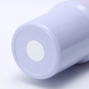 Detailed close-up of the smooth lavender 30oz tumbler base with clear product label