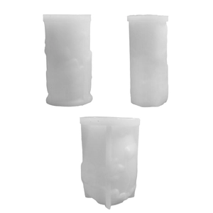Embossed lotus leaf cylindrical silicone mold set for DIY candles and resin art vases