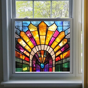 Colorful stained glass window film static cling decorative glass sticker for home decor item