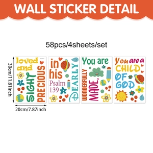 Inspirational Child of God wall stickers set with 58 colorful nursery decals 30x20cm