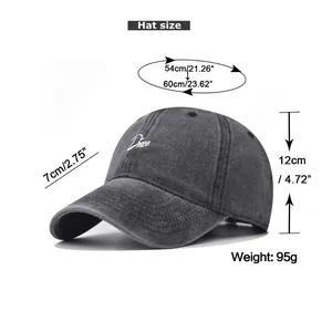 Guide des tailles montrant la circonférence et le bord pour la casquette disco délavée
