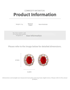 Dettaglio di orecchini vintage con zircone rosso e perni in rame e argento da 4,1g