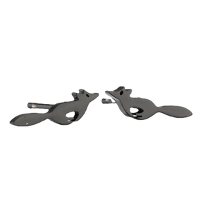 Cute black fox-shaped stud earrings for women featuring a minimalist cutout animal design