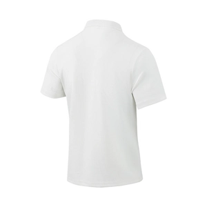 Detail view showing white waffle texture fabric and premium stitching on men's short sleeve shirt