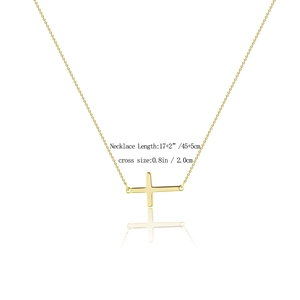 Gold stainless steel cross necklace with 17+2 inch chain and 0.8 inch pendant
