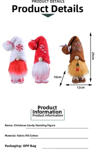 Detailed size specifications for the Christmas candy standing plush gnome ornament