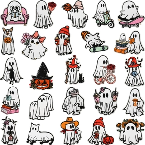 Halloween Ghost Embroidery Patches Cartoon Iron On Sew On Embroidered Appliques For Clothing DIY Decoration Novelty