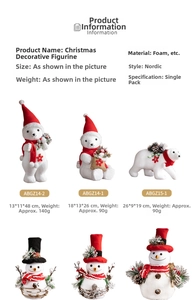 Detailed chart showing size and weight for white foam polar bear Christmas ornaments