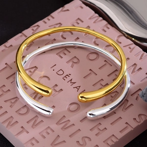 Minimalist Copper Open Bangle Bracelet For Women Rupert Tear Design Gold Silver Plated Geometric Adjustable Fashion Jewelry Hand Cuff