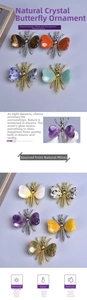 Detailed view of handmade butterfly ornaments with heart-shaped natural crystal wings
