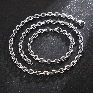 Stainless Steel Necklace And Bracelet Minimalist O-Chain Link Titanium Steel Punk Streetwear Men Women Accessories
