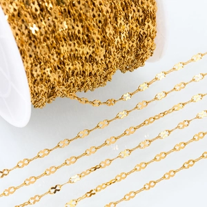 Gold vacuum-plated stainless steel infinity link chain roll for DIY jewelry making