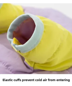 Close-up of elastic cuffs on a warm pet down jacket to prevent cold wind entry