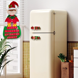 Felt Christmas elf advent calendar with 24 pockets and matching fridge handle covers