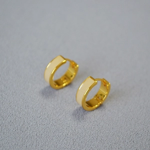 Vintage Ottone Placcato Oro Smalto Fatto a Mano Orecchini a Cerchio per Donna Retro Stile Maillard Perno in Argento Sterling S925 Gioielli