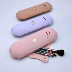 Portable Silicone Makeup Brush Holder Travel Cosmetic Organizer Bag With Closure Waterproof Dustproof Soft Beauty Pouch