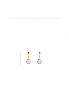 Detail view of 14K gold plated pearl earrings with dimensions and weight measurements