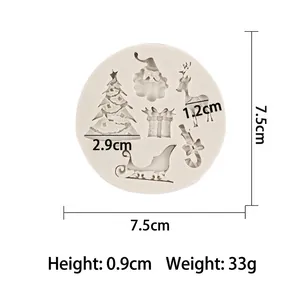 Weihnachtliche Silikonform für Fondant mit Tannenbaum Rentier und Geschenk Motiven