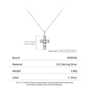 Eleganter S925 Sterlingsilber Kreuzanhänger mit verstellbarer Kette für Damen