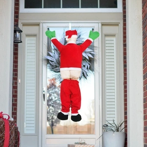 Funny Santa Claus Hanging Decoration Flannel Plush Pants Down Design Novelty Climbing Wall Decor For Christmas Party Home Outdoor