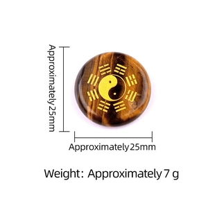 Tiger eye stone yin yang bagua pendant 25mm circular natural stone for meditation