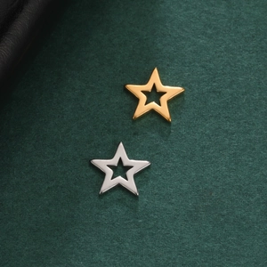 Minimalist 18K gold and silver hollow star pendants in polished stainless steel