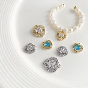 Pendentifs cœur en zircon plaqué or 18 carats pour bracelets et bijoux DIY