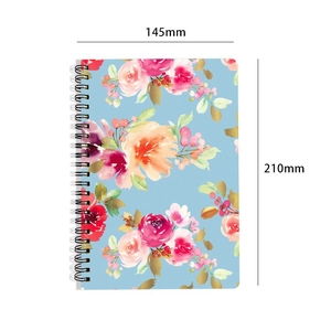 Floral A5 spiral notebook with vintage watercolor flowers and 145mm by 210mm dimensions