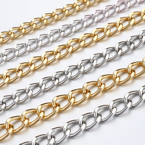 Aluminum Cuban Link Chain Flat Curb Link For DIY Necklace Bracelet Making Hip Hop Jewelry Craft Accessory