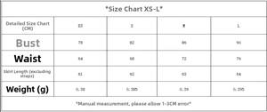 Size chart for bow-tie elastic mini dress in CM with chest and waist measurements