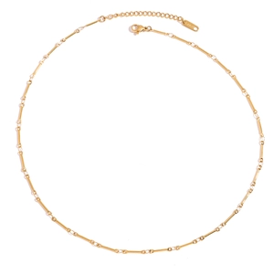 Handmade Bar Link Chain Necklace 18K Gold Plated Stainless Steel Waterproof Hypoallergenic Minimalist Jewelry For Women