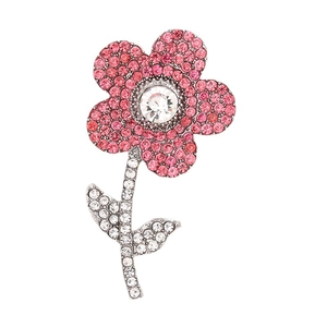 Pink and white rhinestone floral brooch accessory for DIY crafts and accessories