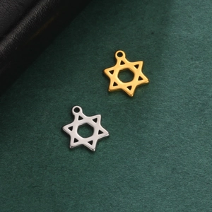 Minimalist stainless steel hexagram star pendants in gold and silver finishes