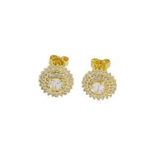 Minimalist 18k gold plated round sunburst zircon stud earrings for a stylish look