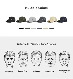 Breathable mesh baseball cap showing color options and various face shape style guide