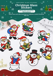 Détail des stickers de Noël festifs avec Père Noël et bonhomme de neige scintillants