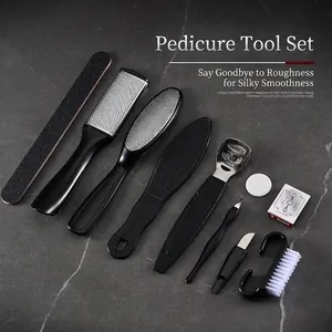 Professional 10-in-1 stainless steel foot file set for callus removal and pedicure care