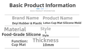 Specifications for lotus root silicone coaster mold made of food-grade material