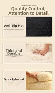 Detail of alpaca pet bed showing faux fur texture, thick padding, and non-slip bottom base