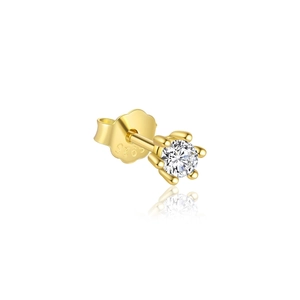 Detailed macro view showing S925 hallmark on French style golden flower stud earring